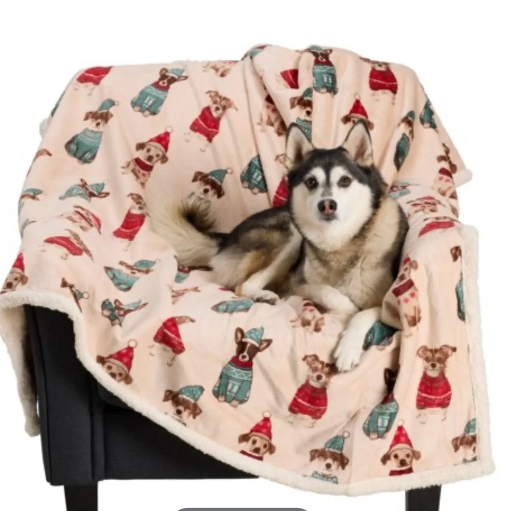 Canine Creations Micro Sherpa Fleece Pet Throw Blanket - Waterproof, 60x70”